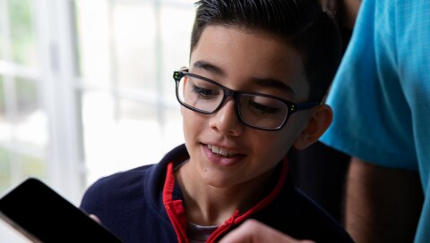 Boy using a mobile device